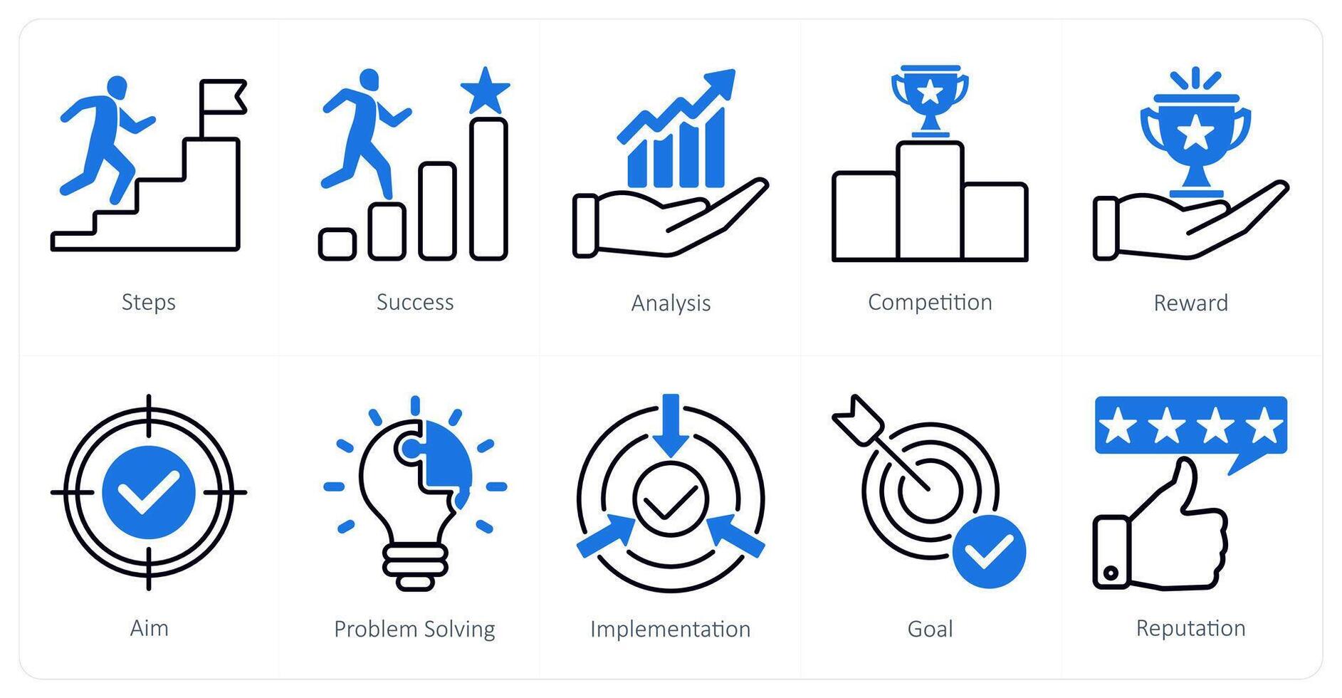 A set of 10 Mix icons as steps, success, analysis vector
