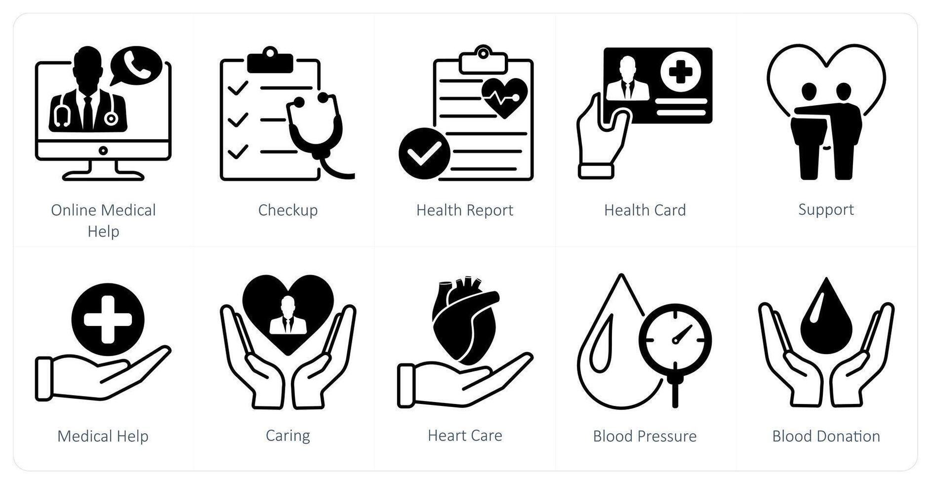 A set of 10 Mix icons as online medical help, checkup, health report vector