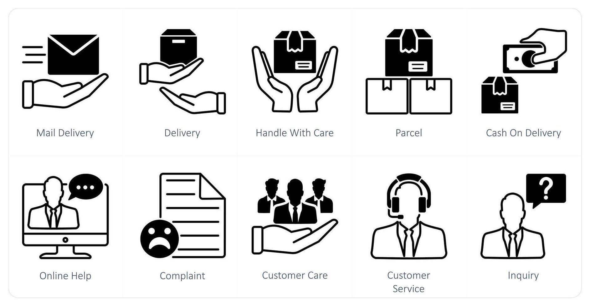 A set of 10 Mix icons as mail delivery, delivery, handle with care vector