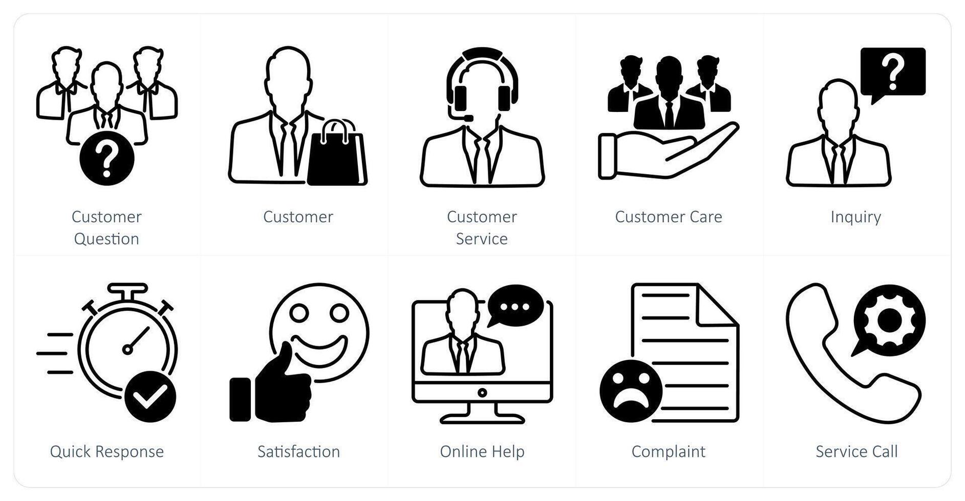 A set of 10 Mix icons as customer question, customer, customer service vector