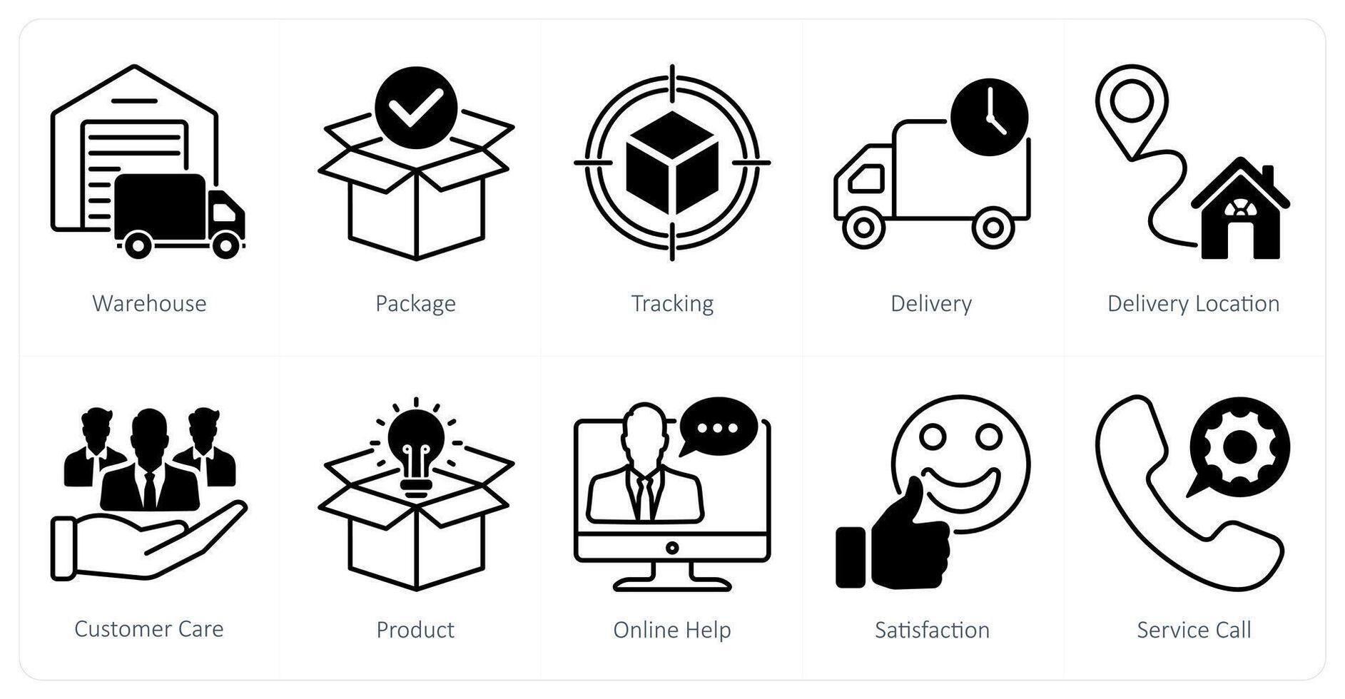 A set of 10 Mix icons as warehouse, package, tracking vector