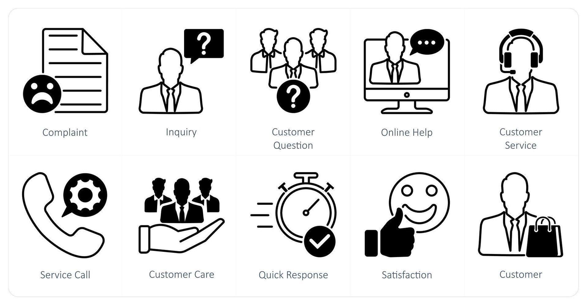 A set of 10 Mix icons as complaint, inquiry, customer question vector