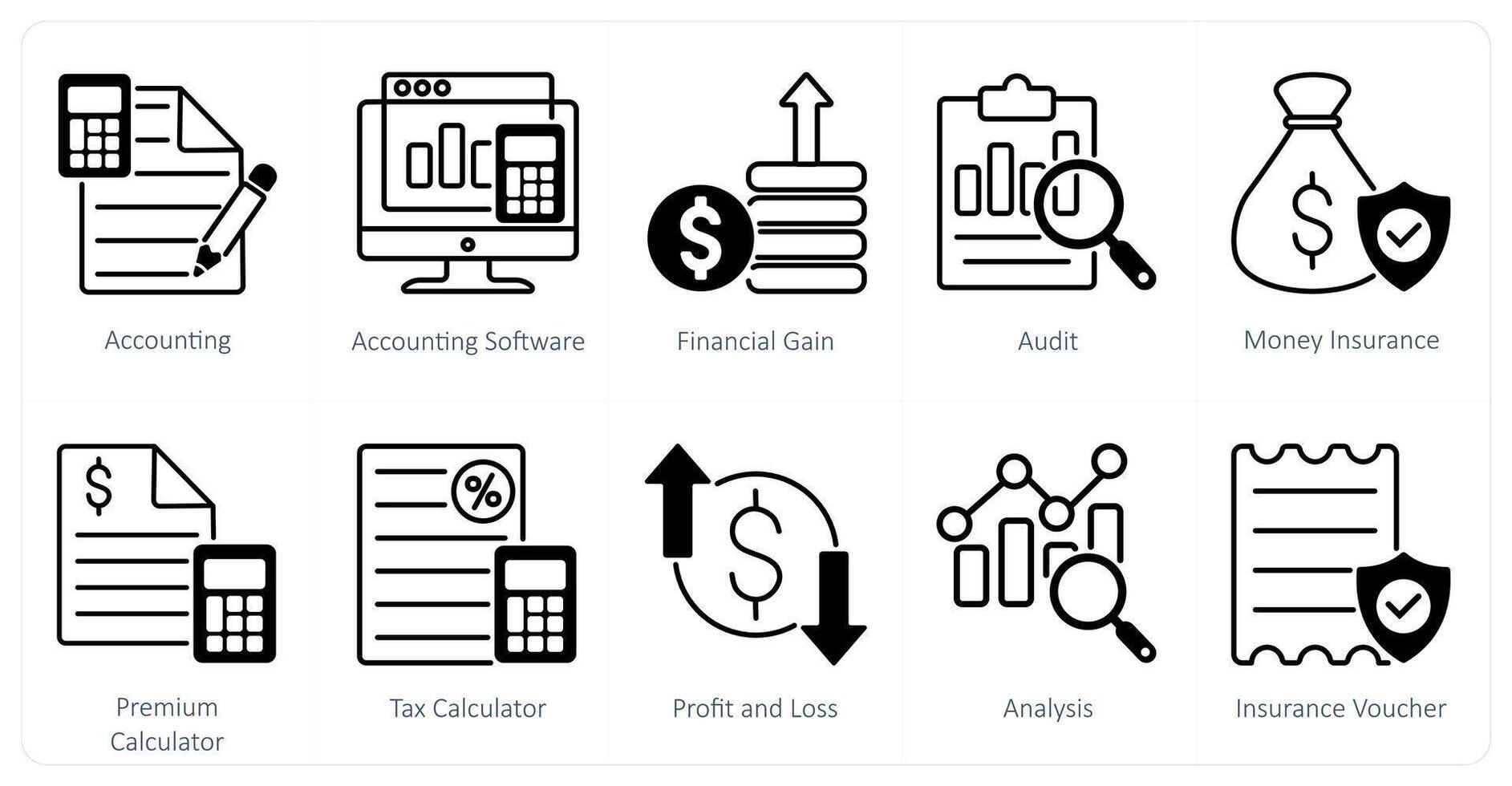 A set of 10 Mix icons as accounting, accounting software, financial gain vector