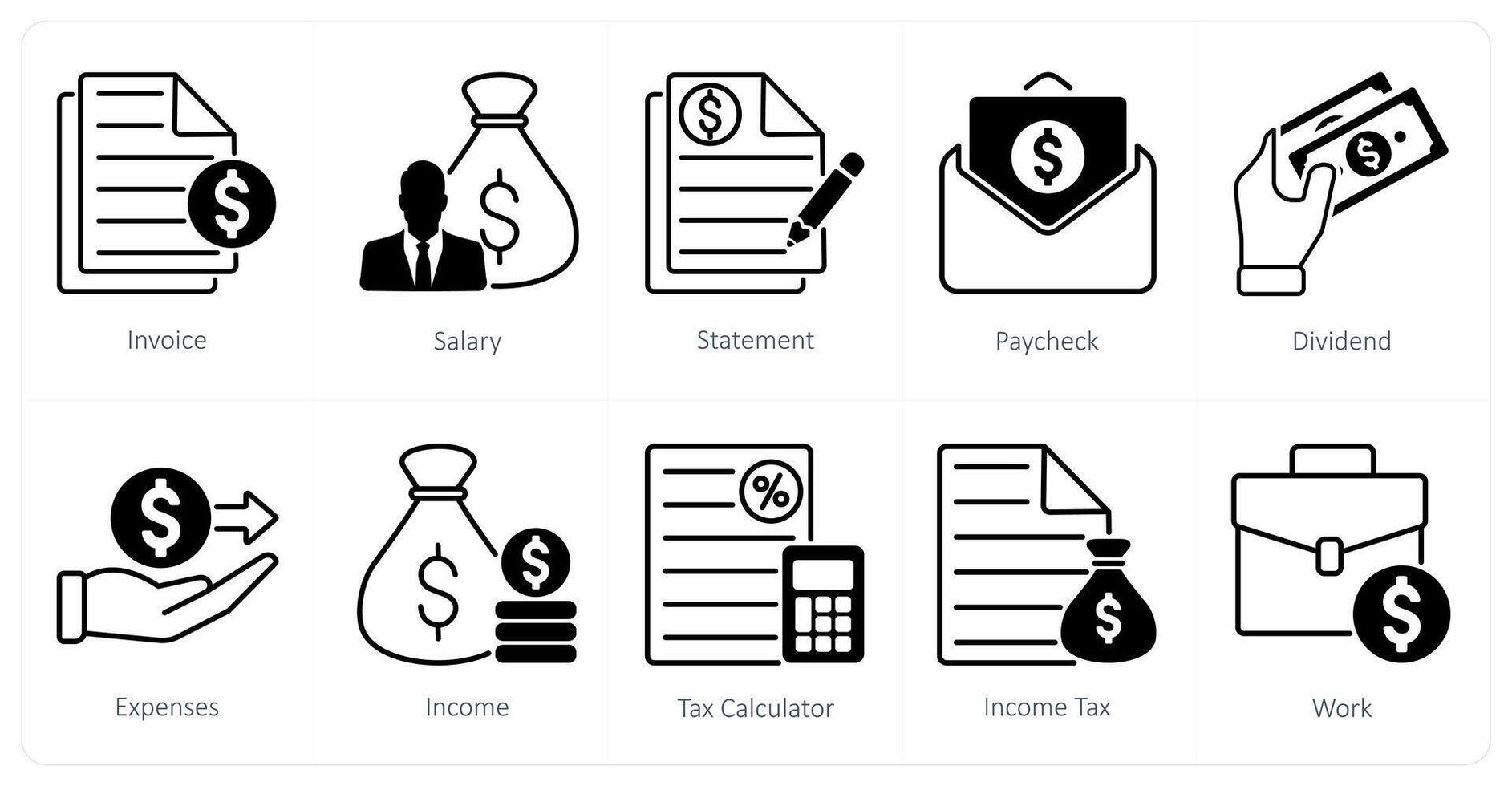 A set of 10 Mix icons as invoice, salary, statement vector