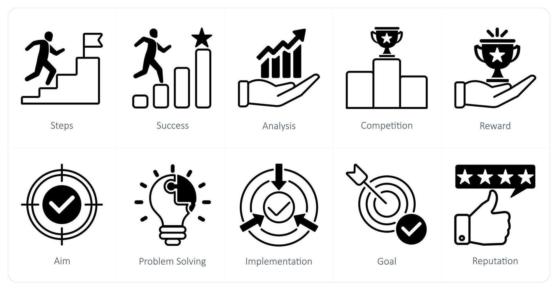 A set of 10 Mix icons as steps, success, analysis vector