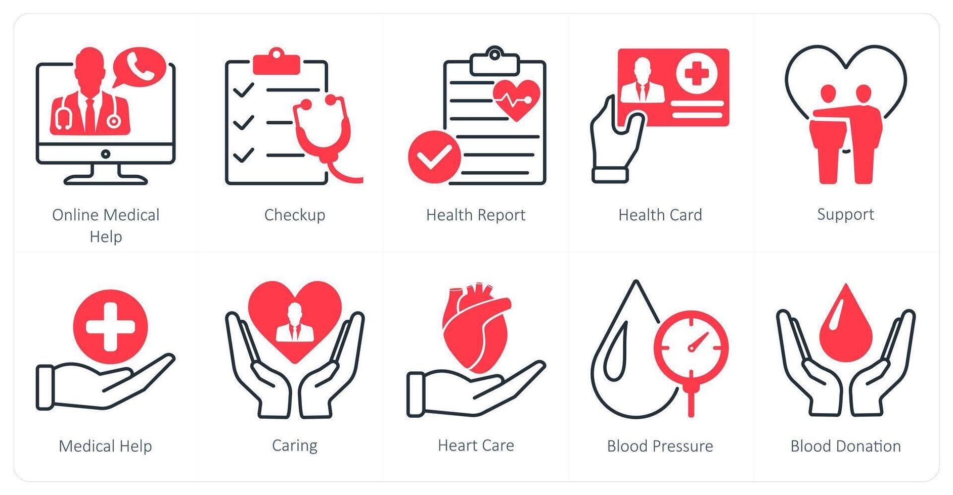 A set of 10 Mix icons as online medical help, checkup, health report vector