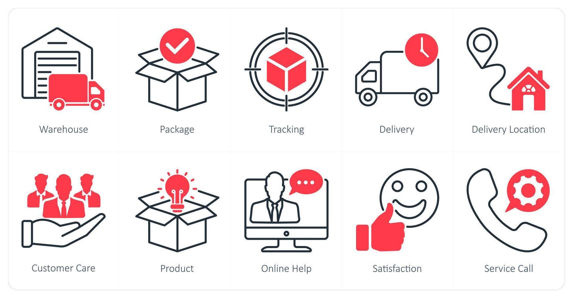 A set of 10 Mix icons as warehouse, package, tracking vector