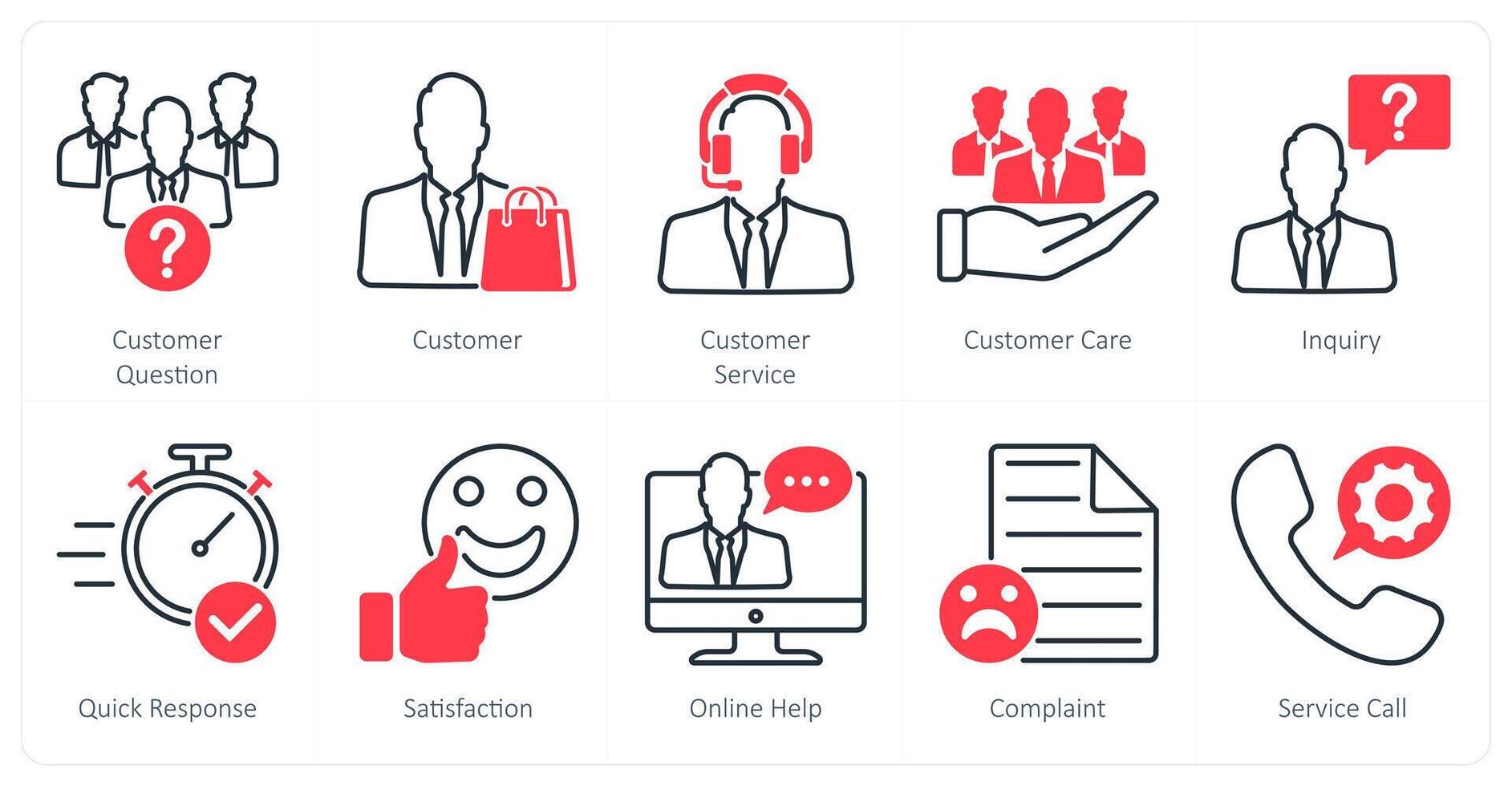A set of 10 Mix icons as customer question, customer, customer service vector