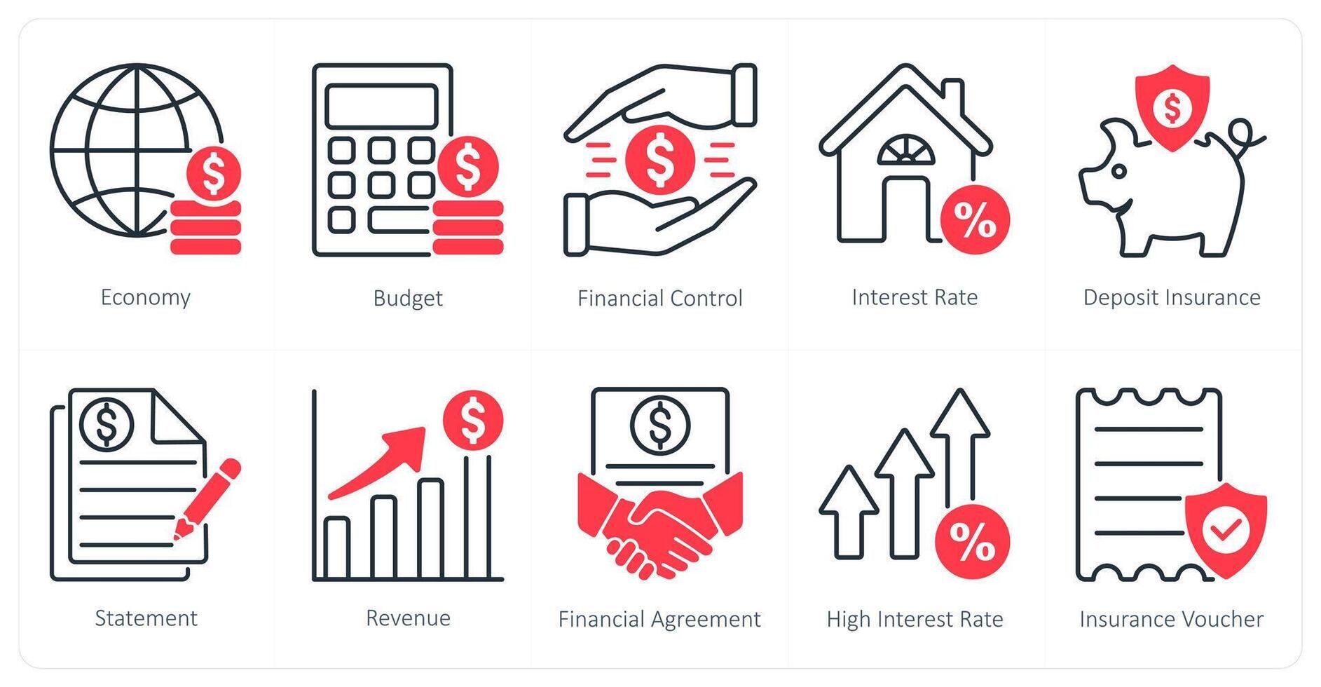 A set of 10 Mix icons as economy, budget, financial control vector