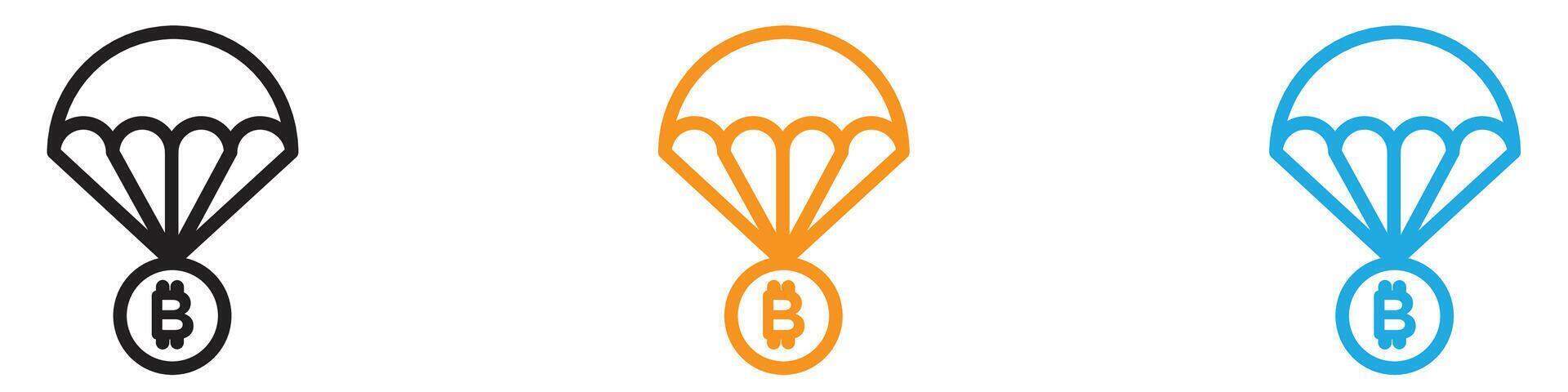 bitcoin entrega por paracaídas logo conjunto colección para web aplicación ui vector