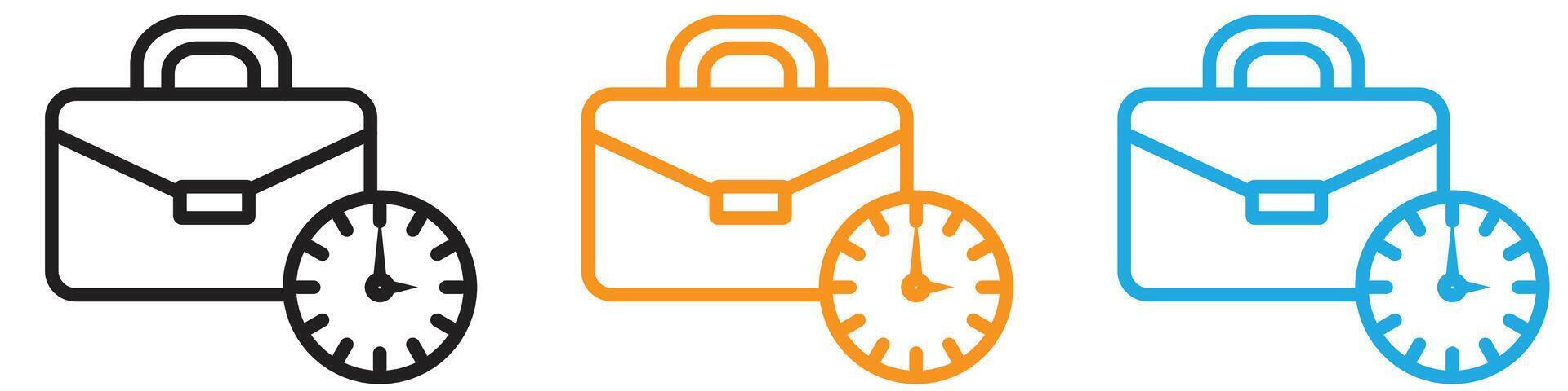 Briefcase with clock logo set collection for web app ui vector