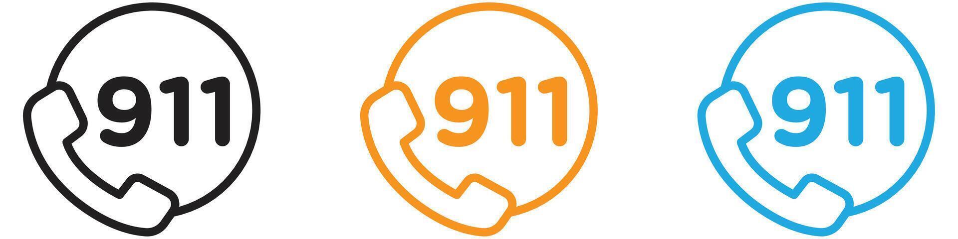 Call 911 phone number logo set collection for web app ui vector