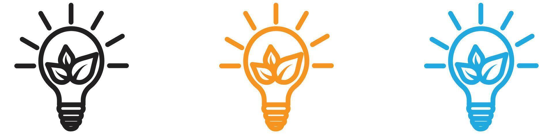 Eco light bulb logo set collection for web app ui vector