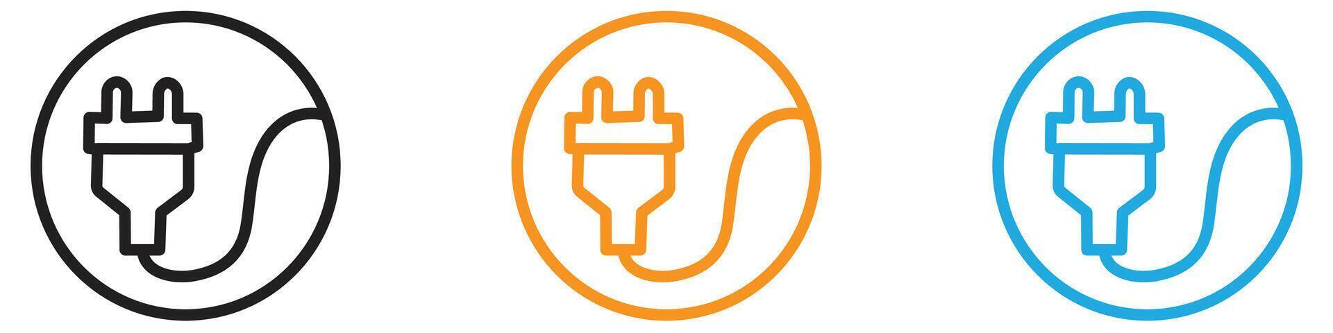Electrical plug logo set collection for web app ui vector
