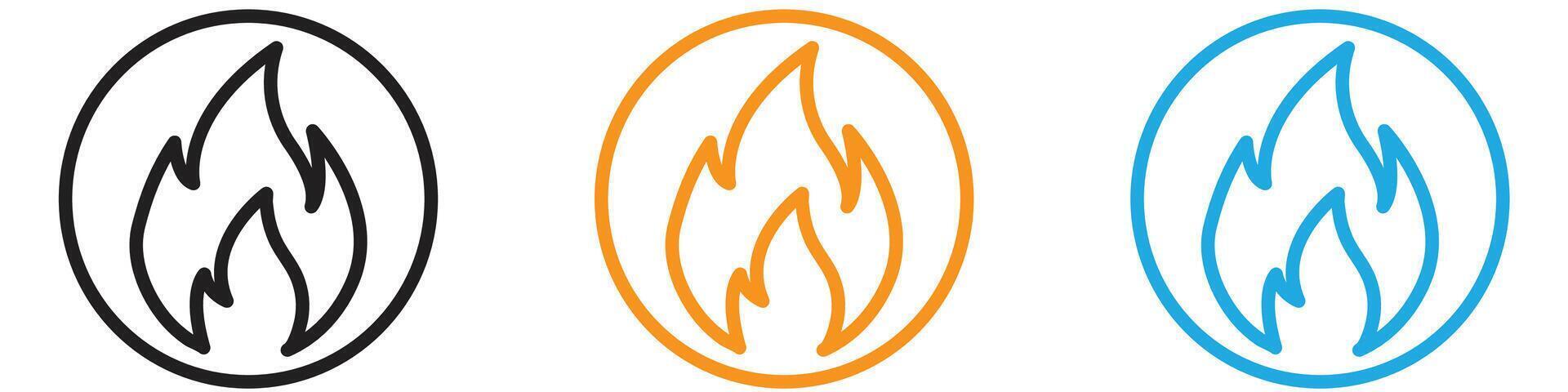 Fire flame logo set collection for web app ui vector
