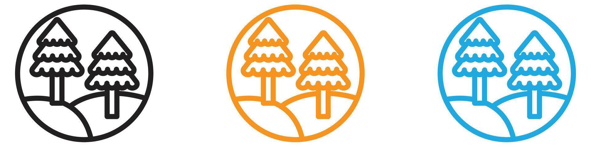 Forest and park trees logo set collection for web app ui vector