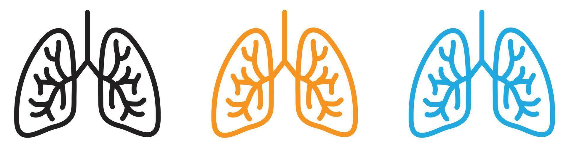 Human lungs logo set collection for web app ui vector