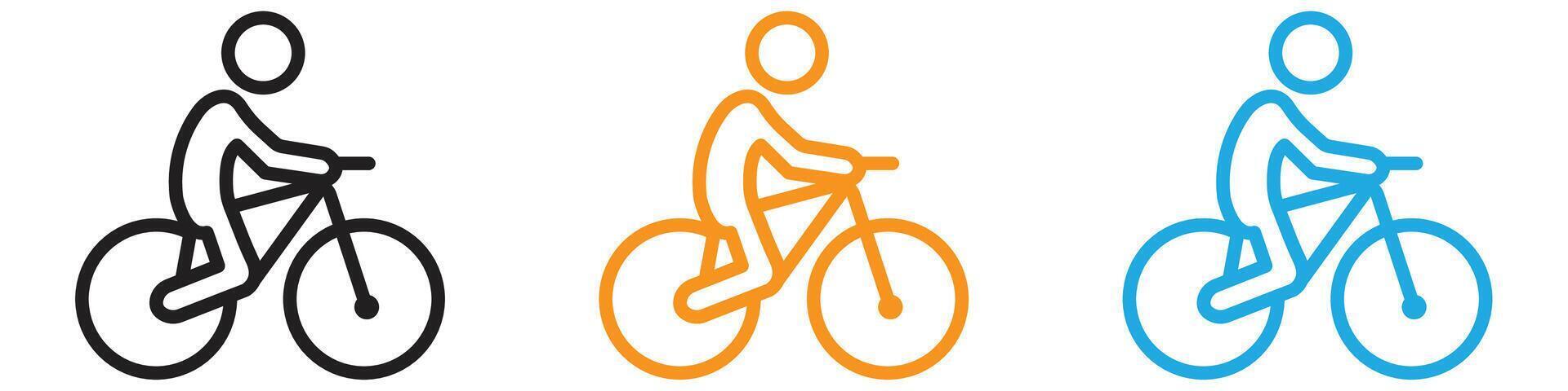 Man on bicycle logo set collection for web app ui vector