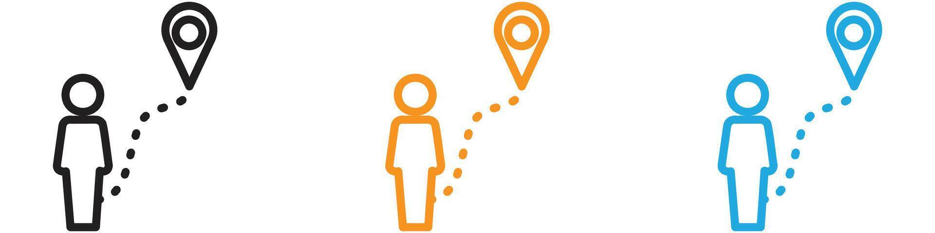 Man going to destination logo set collection for web app ui vector