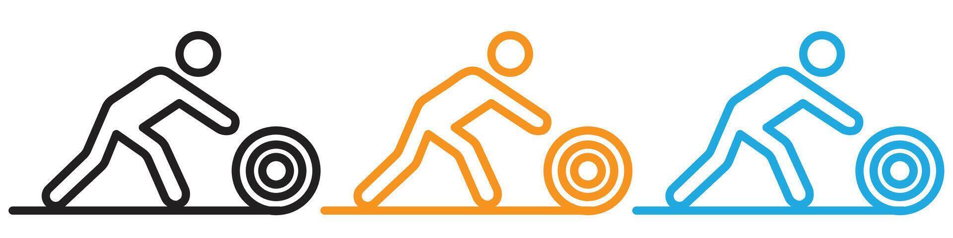 Man rolling carpet mat logo set collection for web app ui vector