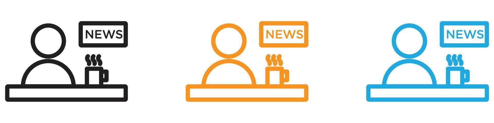 News presenter on TV Show logo set collection for web app ui vector