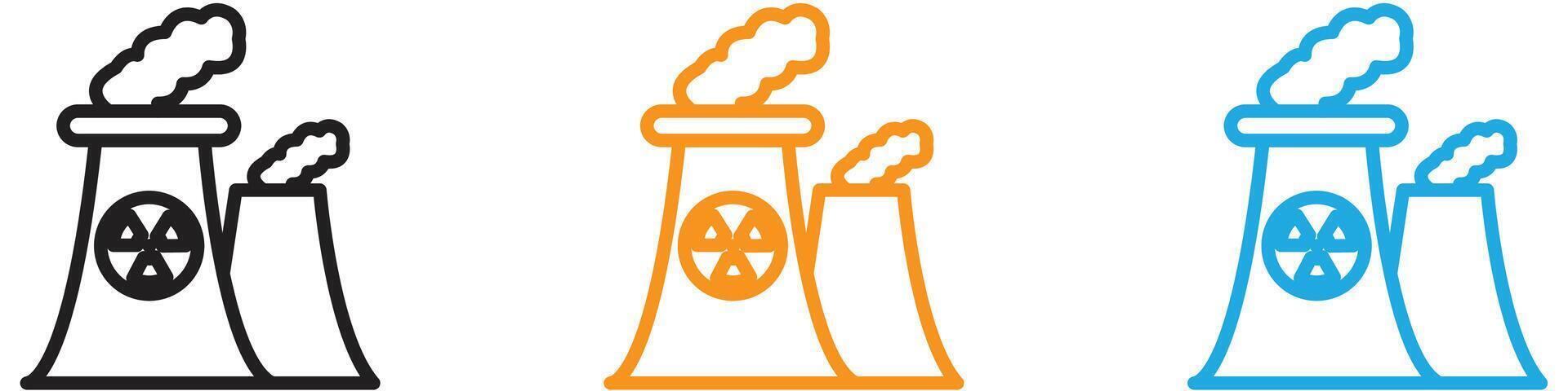 Nuclear power plant logo set collection for web app ui vector