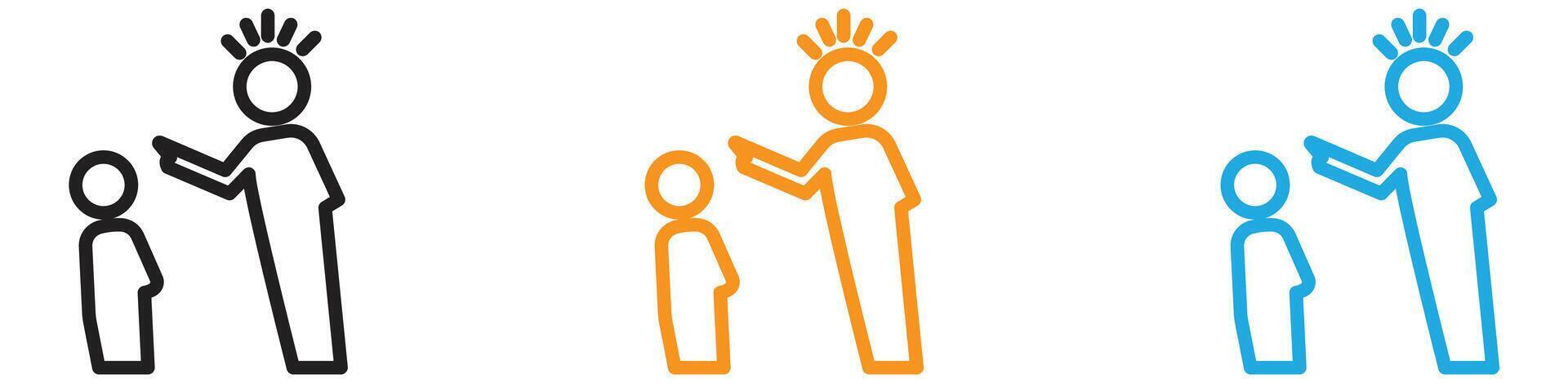 Parents scolding child logo set collection for web app ui vector