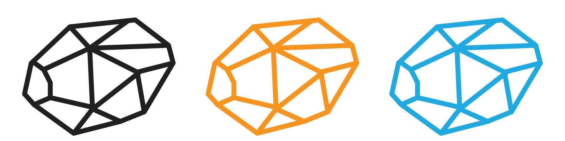 Rock stone crystal logo set collection for web app ui vector