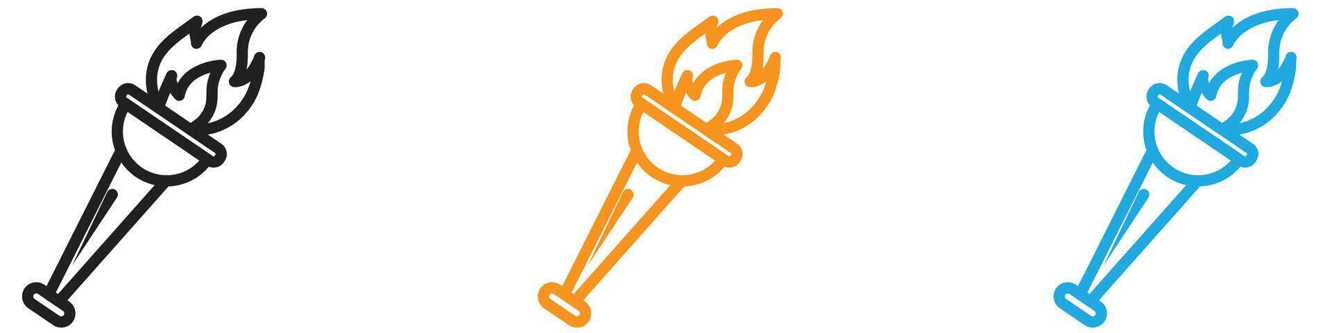 Torch flame logo set collection for web app ui vector