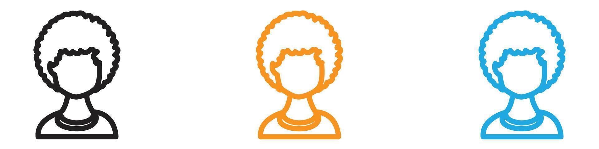 afro-american woman or girl logo set collection for web app ui vector