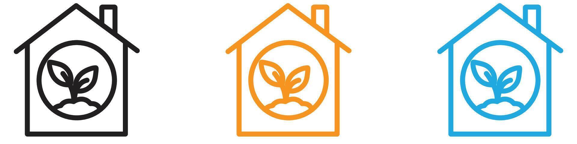 indoor plant inside house logo set collection for web app ui vector
