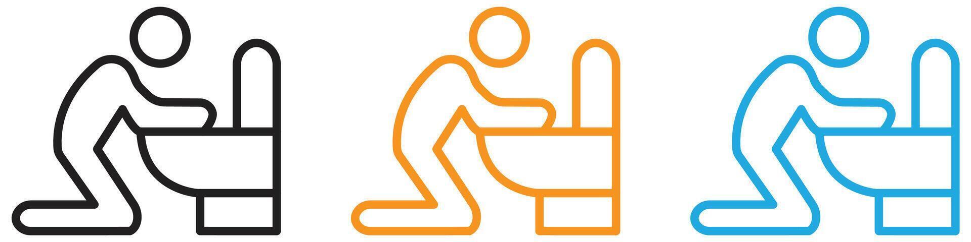 vomiting in bathroom logo set collection for web app ui vector