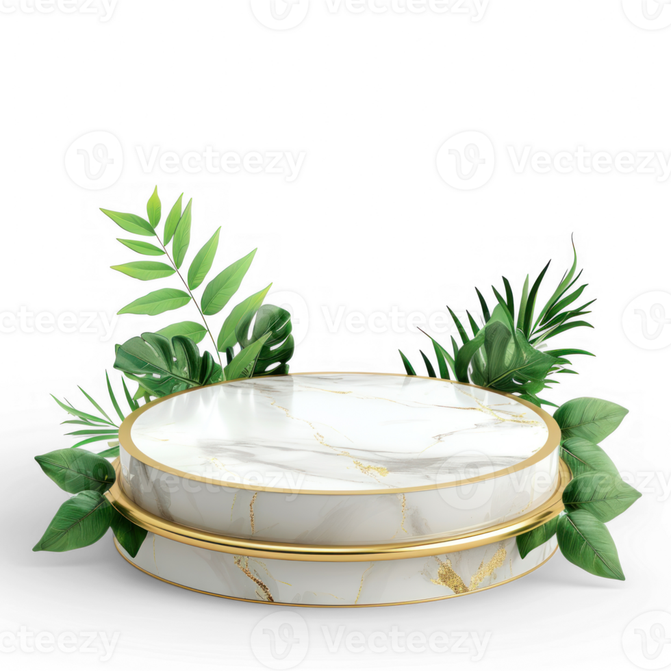 a green plant on a marble pedestal with on transparent background png