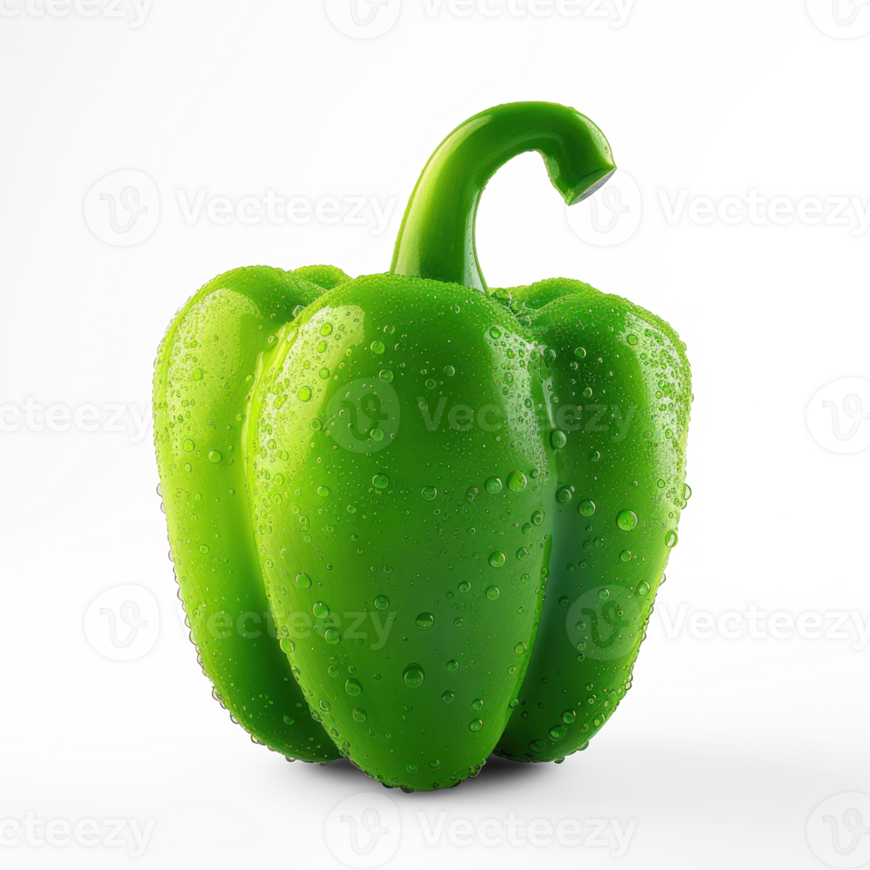 green bell pepper with a bite out of it on transparent background png