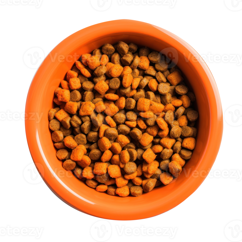dog food in a metal bowl on transparent background png