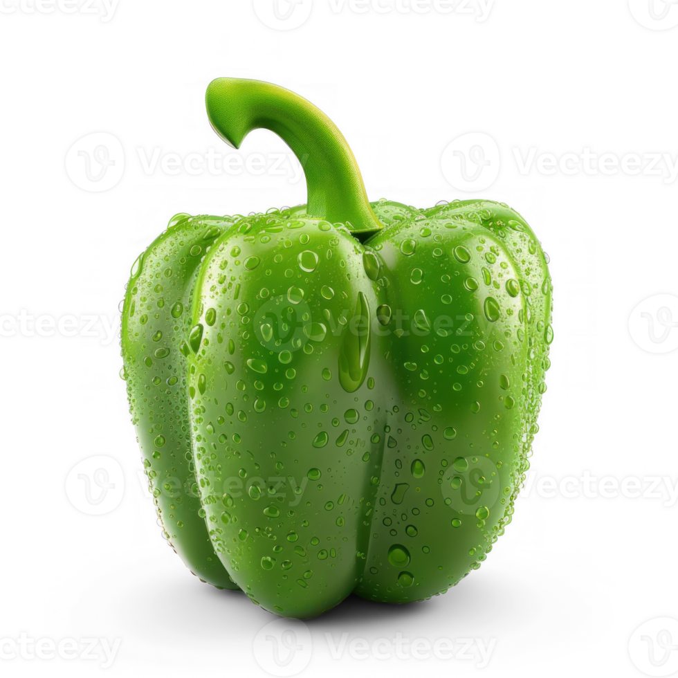 green bell pepper with a bite out of it on transparent background png