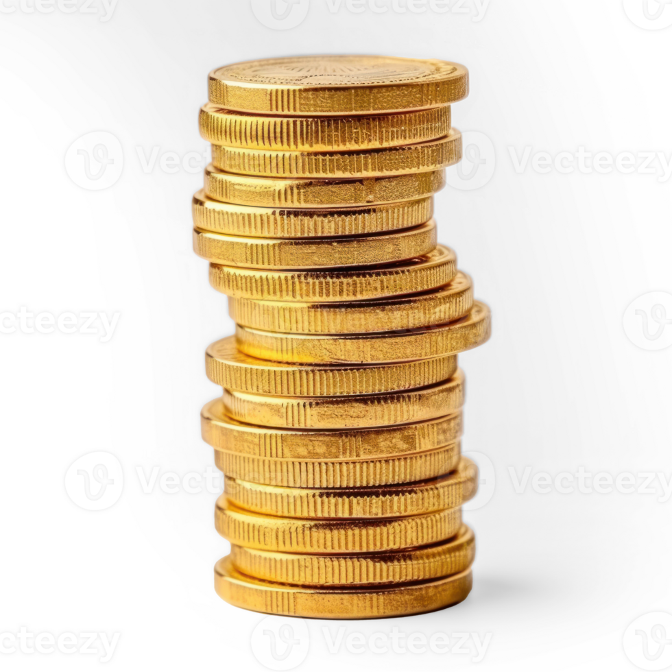 gold coins stacked on top of each other on transparent png