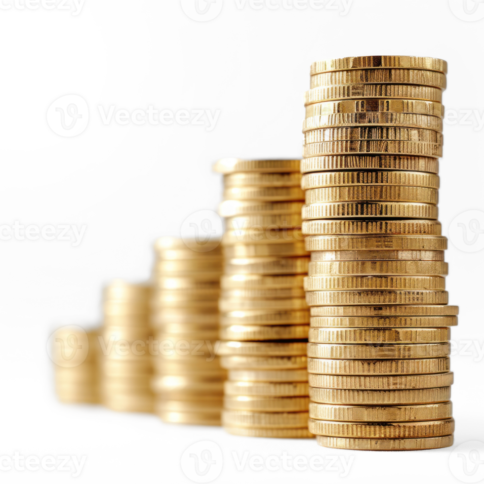 gold coins stacked on top of each other on transparent png