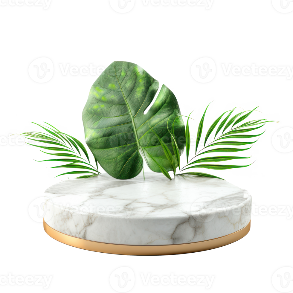 a green plant on a marble pedestal with on transparent background png
