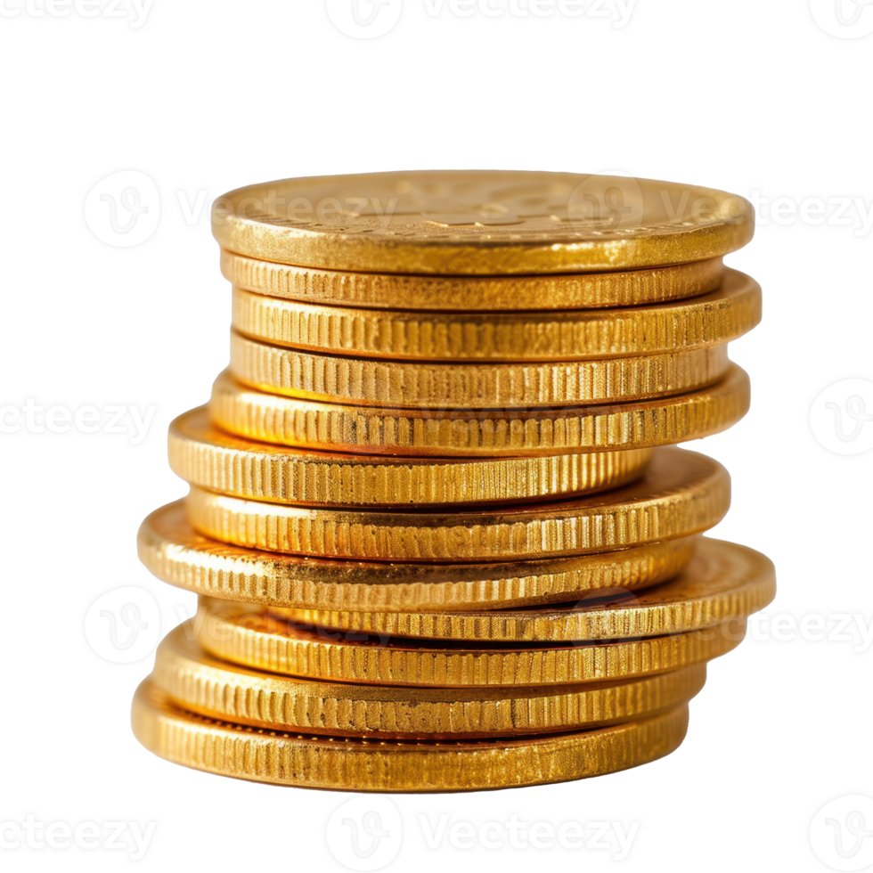 gold coins stacked on top of each other on transparent png