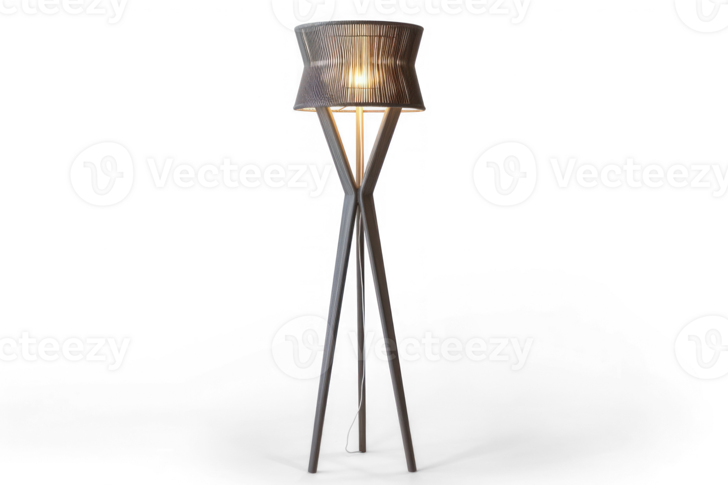 a floor lamp with a gray shade on top on transparent background png