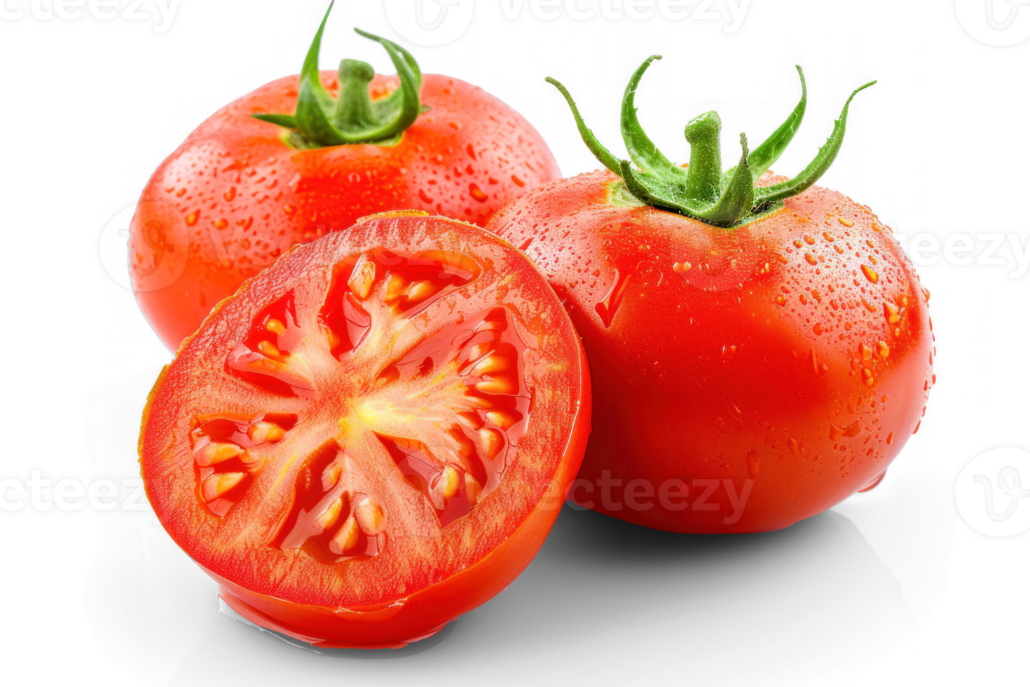 tomatoes on transparent background with water droplets on transparent background png