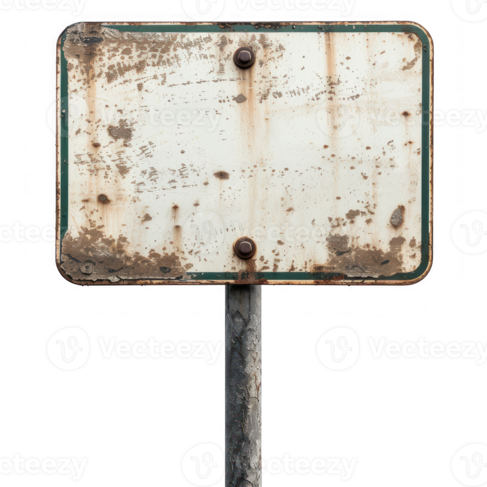 an old wooden sign on a wooden post on transparent background png