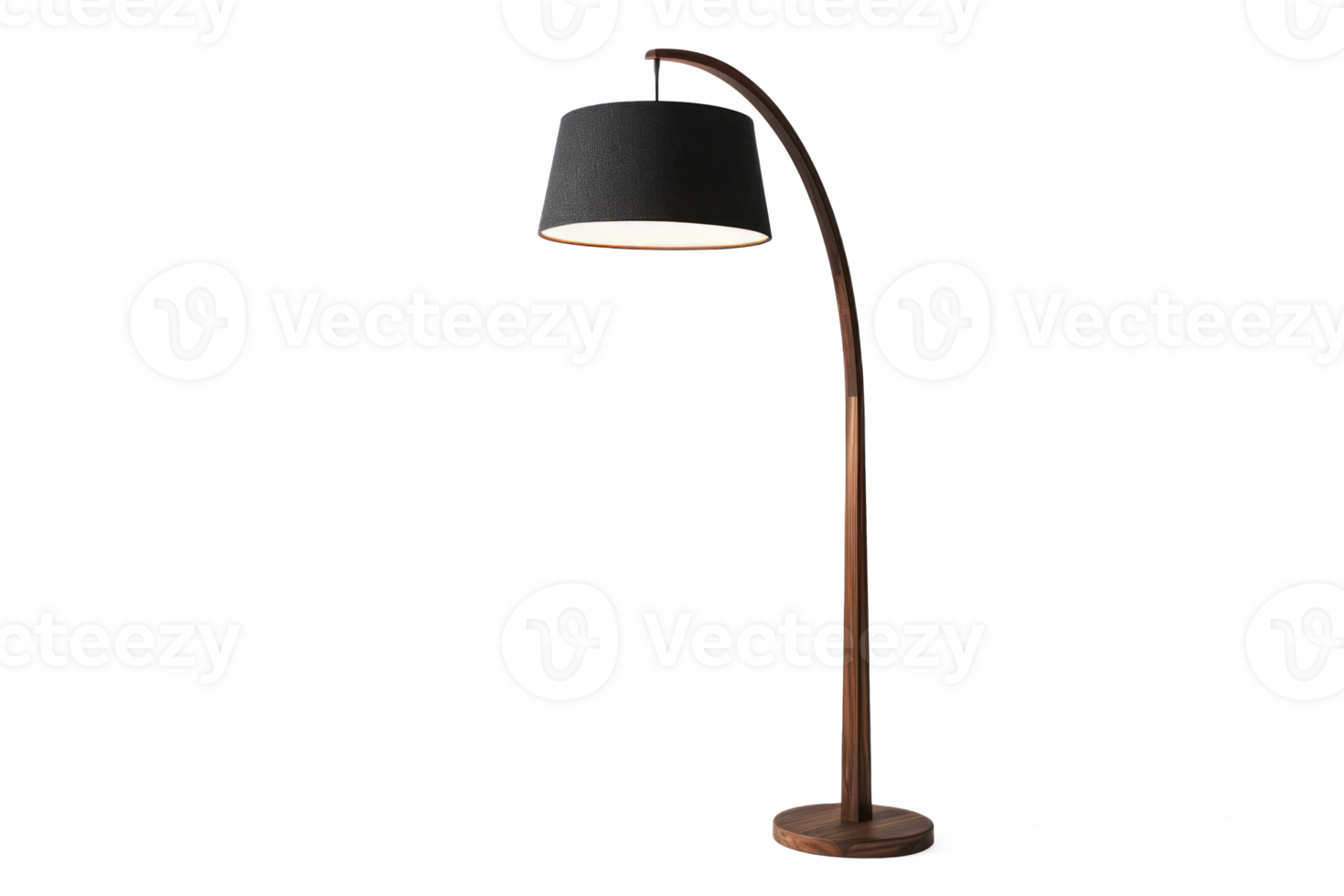 a floor lamp with a black shade on top transparent background png