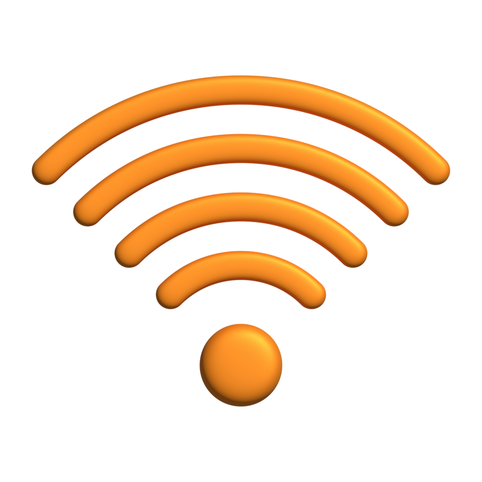 Realistic 3d icon wifi sign orange color design for element png
