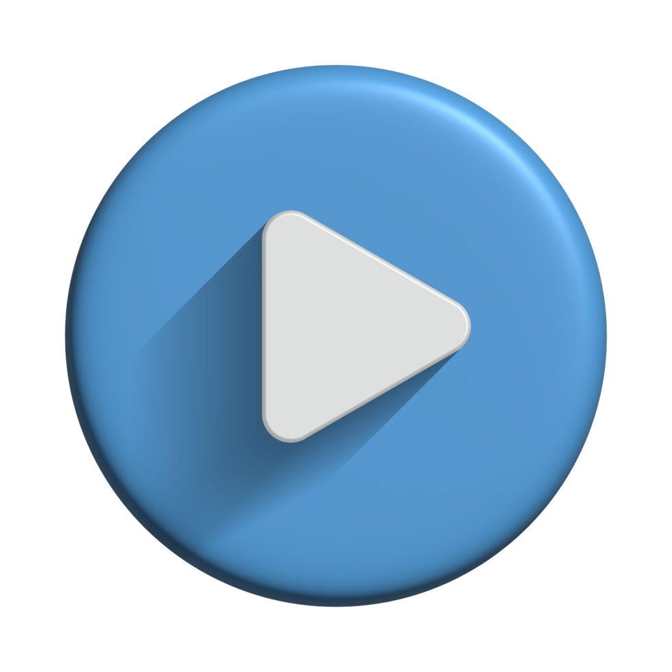 Media player icon audio symbol with 3d blue button design for element png