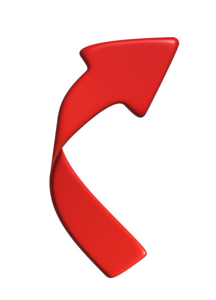 Realistic 3d icon red arrow direction symbol design for element png