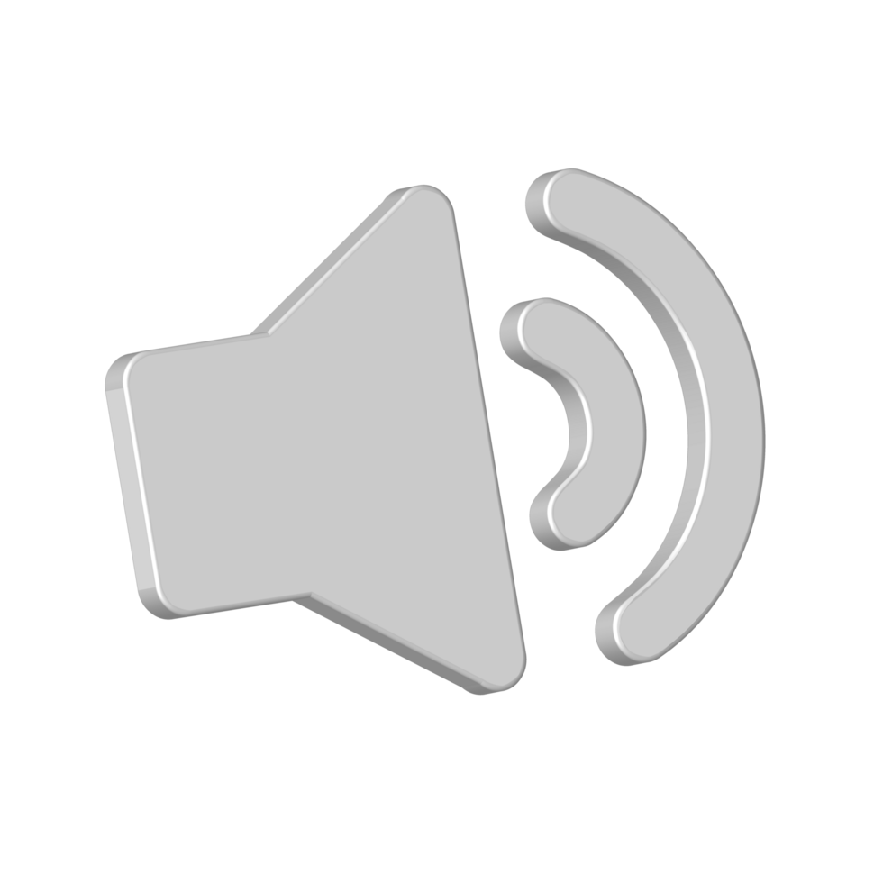White 3d icon speaker volume audio symbol for element png