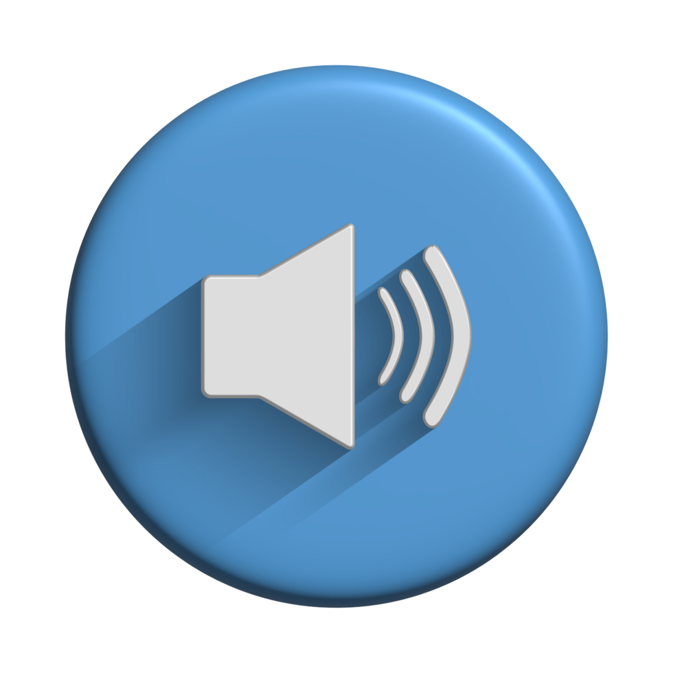 Media player icon audio symbol with 3d blue button design for element png