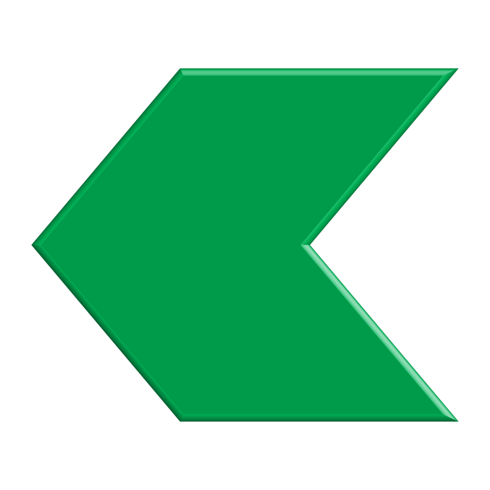 Green arrow pointing left direction symbol realistic 3d icon design for element png